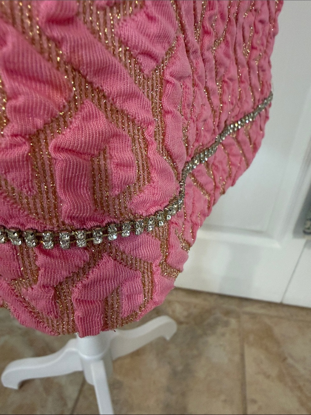 Zara Pink Textured Jewel-Trim Sleeveless Mini Dress - Picture 5 of 8